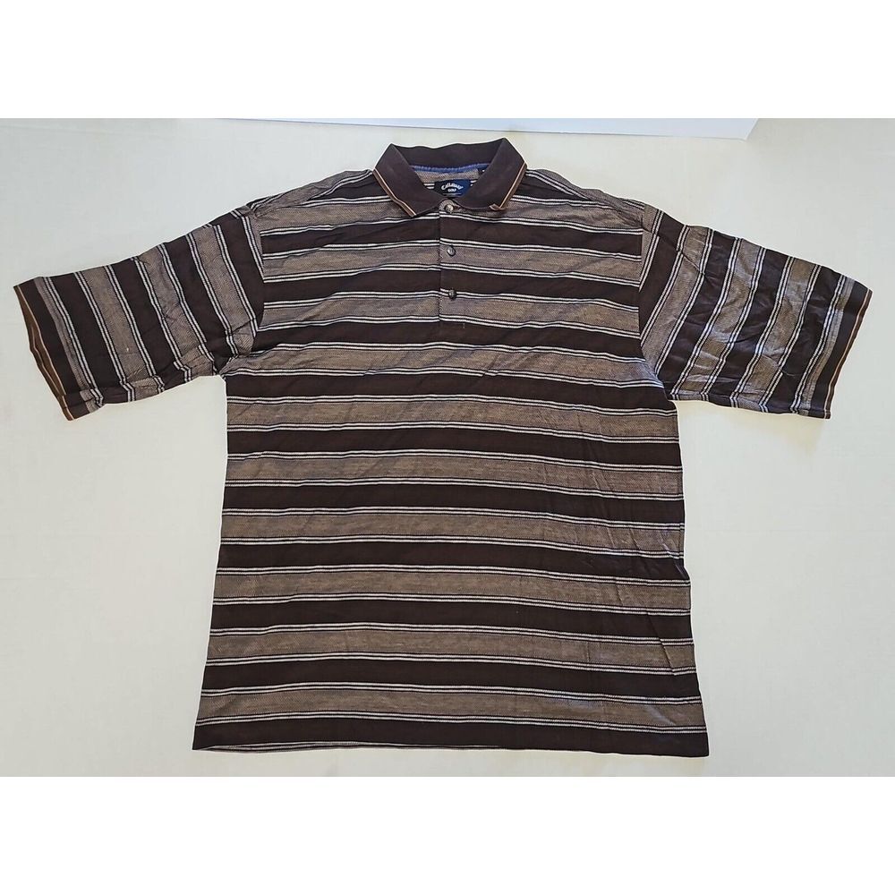 Callaway Golf Mens Polo Shirt Size XL Striped 80s 2 Ply Double Mercerized Cotton